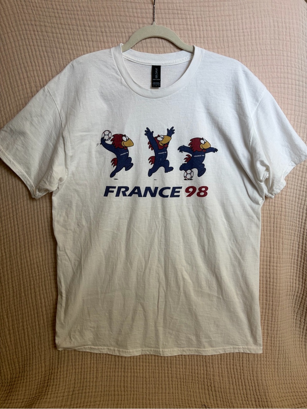 France 98 Footix World Cup Graphic T-Shirt Gildan Men’s L White